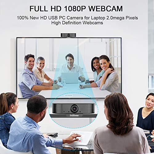 joupugi 1080P Webcam with Microphones, Full HD USB 2.0 Web Camera Conference Video Calling Computer Camera with Adjustable Clip for PC Computer Desktop Laptop