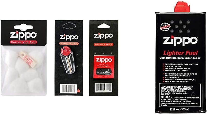 Amazon Zippo ジッポー メンテナンスセット コットン ウィック フリント 入り 純正品 オイル缶 大缶355ml セット買い Zippo ジッポー スポーツ アウトドア