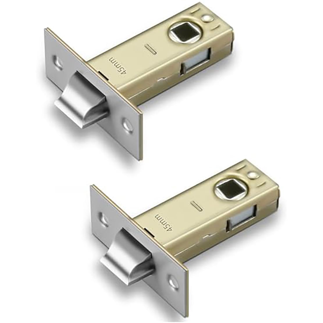 TOP-VIGOR 2Pcs 45mm Tubular Mortice Latch, Flat Tongue Lock Mute Door Latch Sprung for Internal Doors, Lever Door Handles