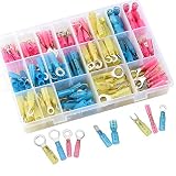 Sopoby 270pcs Heat Shrink Wire Connector Set, Insulated Waterproof Electrical Crimp Terminals, Marine Automotive Spade Ring Terminals Kit with Case