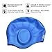 Cover Ears Swim Caps for Long Hair 100% Silicone Swimming Hat for Unisex Adult Kids Reduce Water Intake Makes Your Hair Clean (Blue)