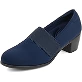 ACANER Women's Pumps Chunky Low Block Heel Slip-on Work Shoes Bunion Arch Support Comfortable Dressy Pumps