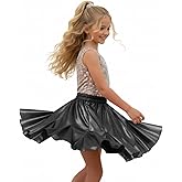 WELAKEN Girls Twirl Skirt Shiny Irregular Hem Elastic Waist Dance Skirt Size 6-14Y