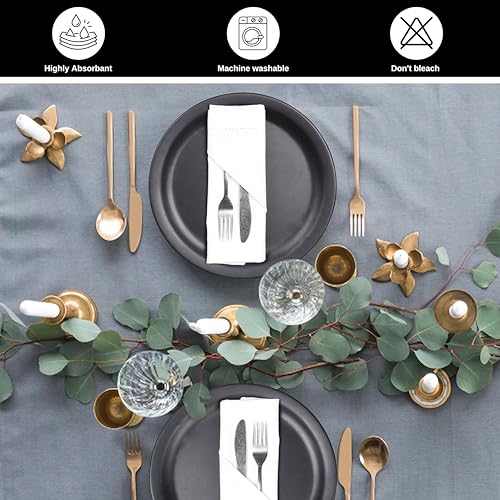 BEDDING CRAFT Set of 12 Cotton Cloth Dinner Napkin 18x18 White with Hemstitched Mitered Corners – Perfect for Wedding Dinner Parties and Table Decorations, Cloth Napkins