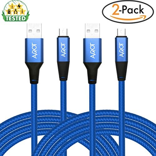 AVQOT Micro USB Cable Android Charging [2-Pack 4ft] QC 3.0 Compatible, Super-Durable, Fast Charge [2.4 A] High Speed Sync, Nylon-Braided Cord for Samsung, HTC, Sony, Nokia, PS4, LG Smartphones (Blue)