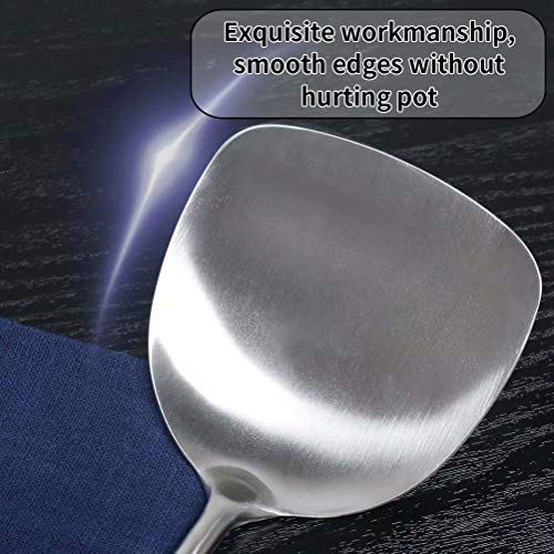 Newness Wok Spatula, [Rustproof, Heat Resistance, Integral Forming] Durable 304 Stainless Steel Spatula Turner with Vacuum Ergonomic Round Handle, Cooking Wok Turner Shovel for Kitchen, 15.16 Inches - Thumbnail 5