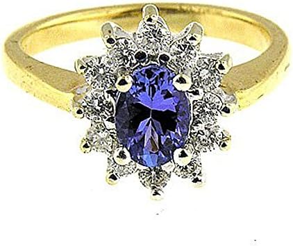 1.75Ct White &amp; Yellow Gold Tanzinite &amp; Diamond Ring 14K