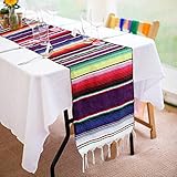 14 x 84 inch Mexican Table Runner for Mexican Party Decorations Wedding Supplies, Cotton Mexican Serape Table Runner