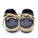 Voberry® Newborn Baby Boys' Premium Soft Sole Infant Prewalker Toddler Sneaker Shoes (0~6 Month, Dark Blue)