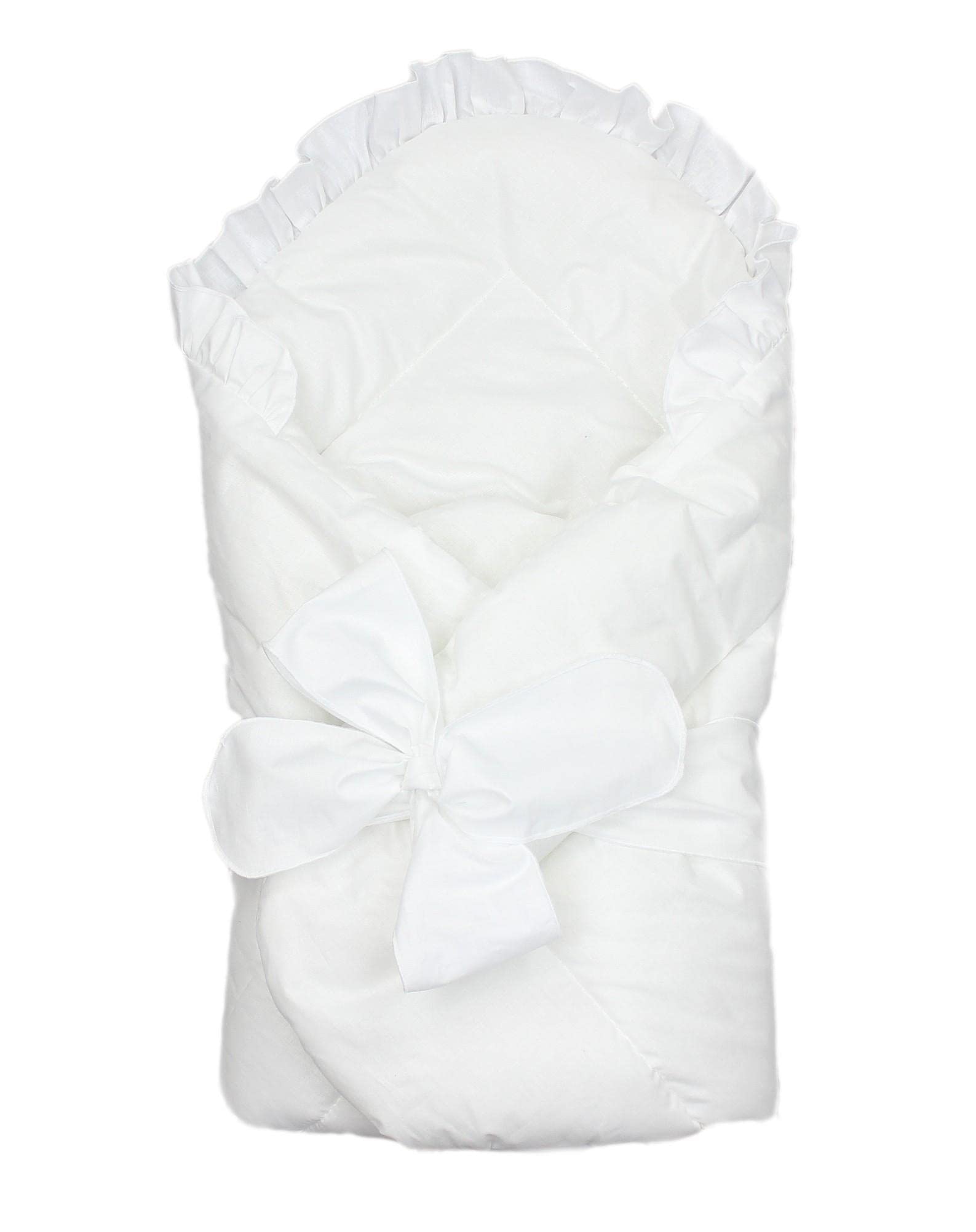 TupTam Baby Swaddle Blanket Padded Wrap with Deco Bow, White, 70 x 70 cm
