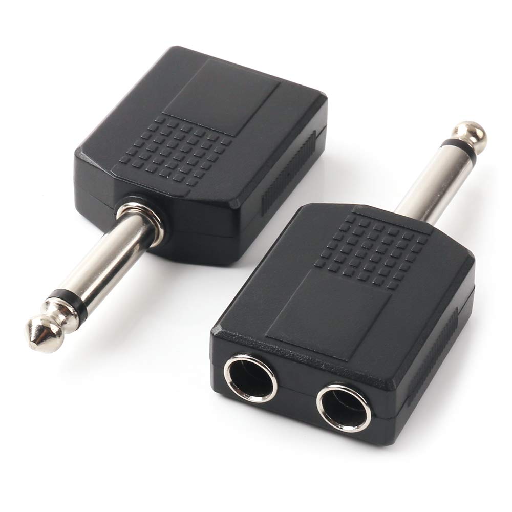 NANYI 1/4 Inch 6.35mm M to 2 1/4 Inch F TS Audio Adapter, 2Pack