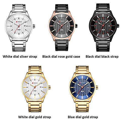 CURREN Reloj de pulsera para hombre de cuarzo, con calendario, indicador de tiempo, acero inoxidable - Imagen 8