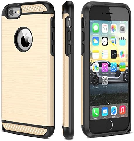 iPhone 6S Plus Case,iPhone 6 Plus Case CHTech Shock Absorption Dual Guard Protection Brushed Metal Texture Series Protective Case cover for Apple iPhone 6/6S Plus-Royal Gold