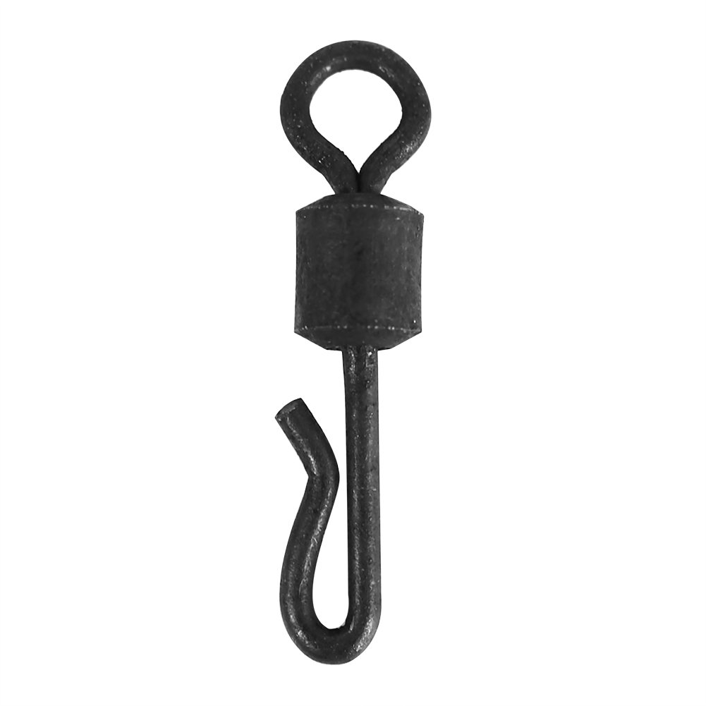 Alomejor 25pcs Fishing Hook Swivels, Stainless Steel, Matte Black, 4# (UK 8#)