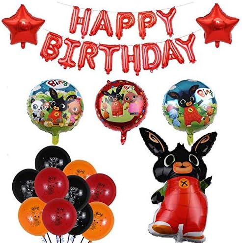 Balloons - 1set red Black Bing Bunny Foil Balloons Cartoon Rabbit Ballons Baby Shower Happy Birthday Banners Party Decoration Kids Toy Gift