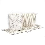 Gold Confetti Dot and Chevron Baby Crib Bumper by The Peanut Shell