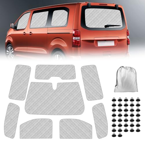 Opaltool 8 x Car Interior Sun Shades Suitable for 2017-2026 Citroen Dispatch, Folding Thermal Blinds Kit for Privacy and Thermal Regulation in Camper Vans