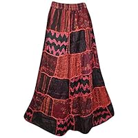 Mogul Interior Womens Patchwork Hippy Long Skirt Vintage Printed Boho Summer Skirts