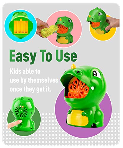 Gasince Bubble Machine Dinosaur Bubble Blower 500+ Bubbles Per Minute Automatic Bubble Maker Toddlers Boys Girls Birthday Party Bubble Machine for Kids Outdoor Activities