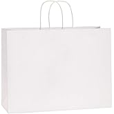 BagDream 16x6x12 Inches 50Pcs White Kraft Paper Bags with Handles Bulk, Large Gift Bags for Shopping, Grocery, Retai, Merchandise, Party Favor Gifts, Recyclable Paper Sacks