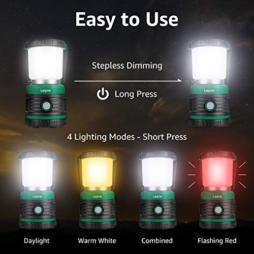 Lepro Lantern Camping Lantern, Battery Powered LED with 1500LM, 4 Light