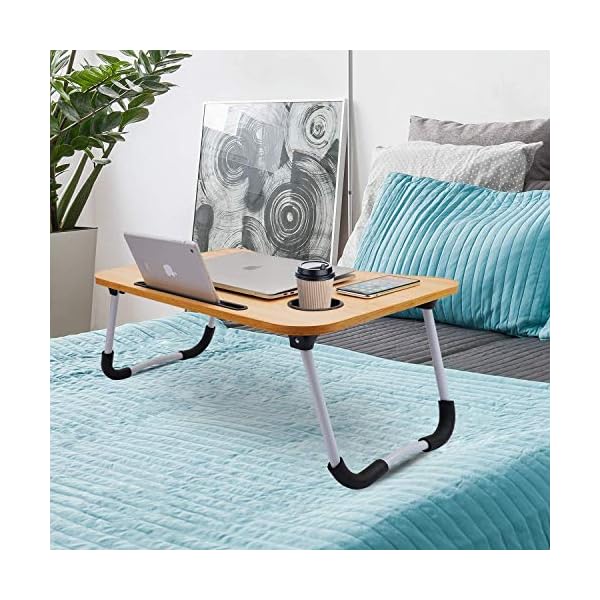 Foldable-Laptop-Bed-Table-Lap-Desk-Stand-Serving-Tray-Dining-Table-with-Slot-Notebook-Stand-Holder-Bed-Tray-Laptop-Desk-for-Eating-Breakfast-Working-Watching-Movie-on-BedCouchSofaFloor Foldable Laptop Bed Table Lap Desk Stand, Serving Tray Dining Table with Slot, Notebook Stand Holder, Bed Tray Laptop…