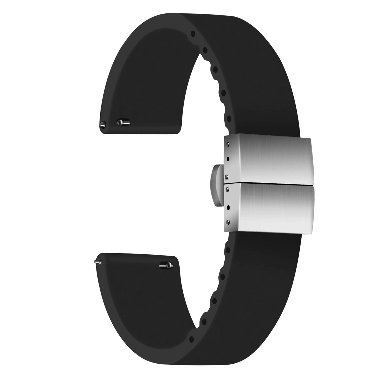 ULLCHRO Silicone Watch Strap Replacement Rubber Watch Band Waterproof - 14mm, 16mm, 18mm, 20mm, 22mm, 24mm Watch Bracelet with Stainless Steel Deployment Buckle