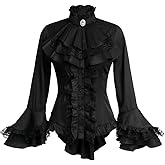 Gothic Victorian Blouse for Women Sweet Lolita Shirt High Low Irregular Ruffles Lotus Hem Medieval Tops