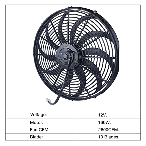 EVIL ENERGY 16 Inch Electric Radiator Cooling Fan 12V 160W Mount Kit