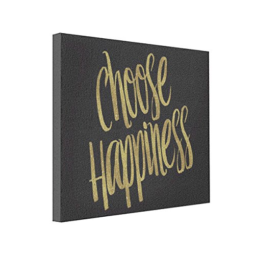 Wall Art Choose Happiness Quote Faux Gold Foil Sparkly 10×8 Canvas Print