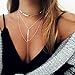 Suyi Stylish Layered Sequins Choker Necklace with Thin Long Chain Pendant for Women Lady A-Silver