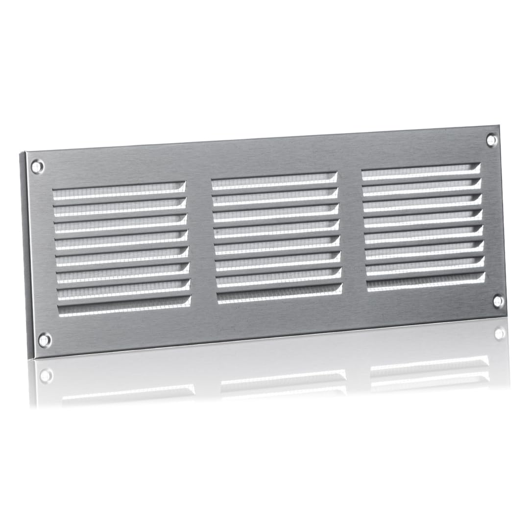 300x100mm / 12x4" inch Stainless Steel Metal Air Vent Grille Cover with Insect Mesh - Ventilation Cover — image 1