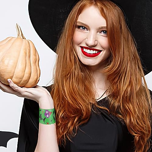 Shindel Halloween Slap Bracelets, 96PCS Kids Halloween Party Favors Halloween Slap Bands Wristbands Bulk for Goodie Bag Stuffers Trick or Treat