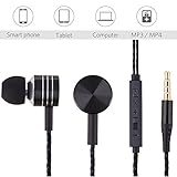 Headphones, Stereo In-Ear Headphone with Mic Remote Control, Wired Headset Earbuds Noise Reduction for Sports Running (Black)