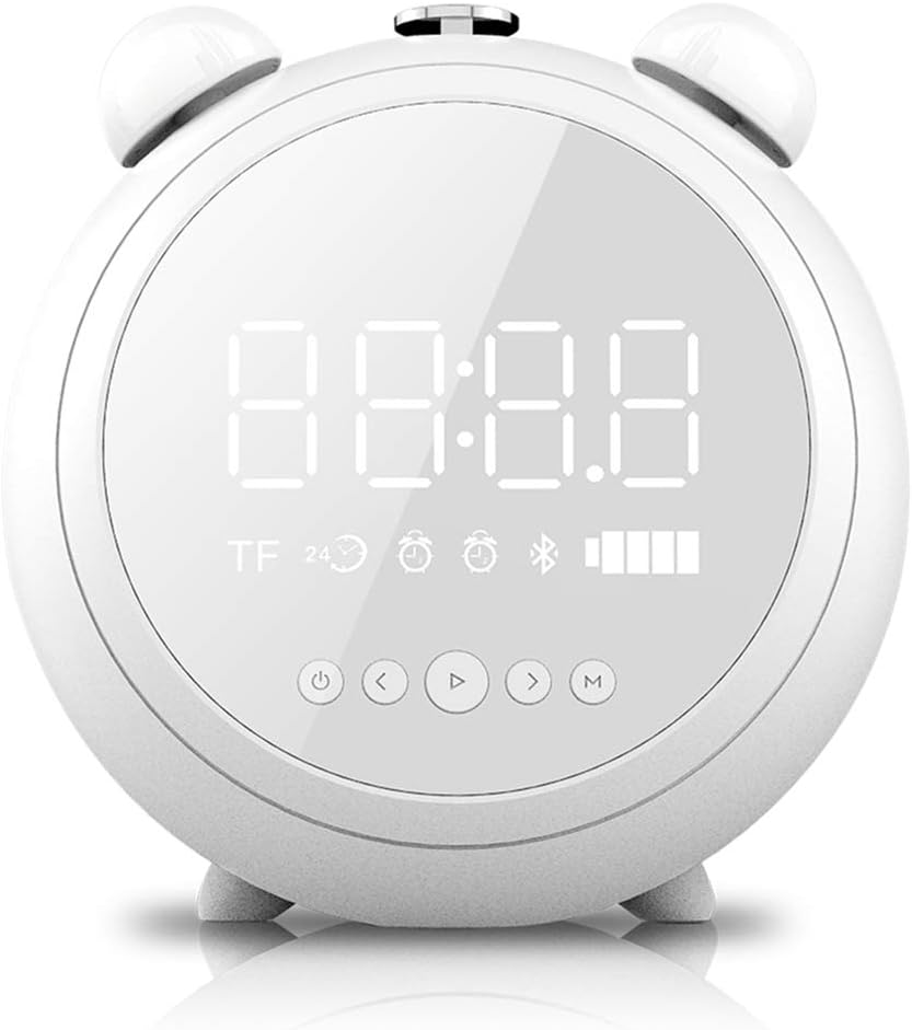Alarm Clock Bluetooth Speaker Night Light, LED Alarm Clock with FM Radio, Outdoor Wireless Portable Speaker for Bedroom, Camping