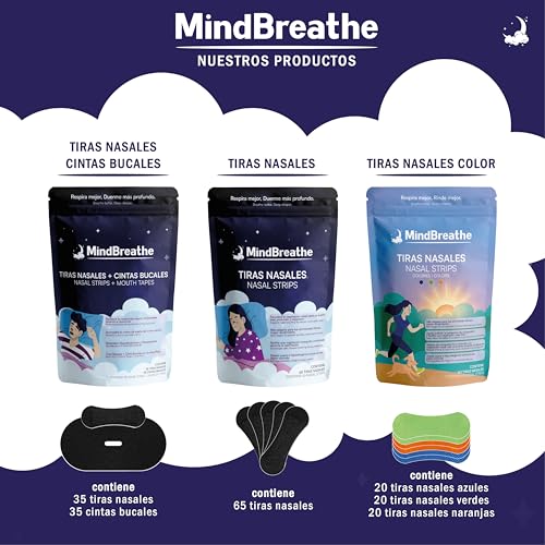 MindBreathe® Pack 70 Count | 35 Nasal Strips + 35 Mouthtapes | Naturally Reduce Snoring | Breathe Better When Sleeping, Meditating or Training | Deep Sleep and Performance