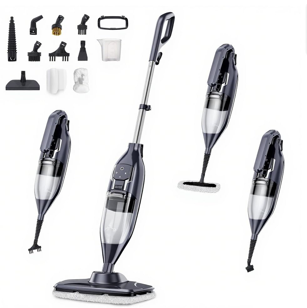 Photo 1 of Steam Mop, 12-in-1 Powerful Handheld Steam Cleaner Detachable Steam Mops for Floor Cleaning, 550ML Removable Tank, 23FT Power Cable, MultiPurpose Steamer for Hardwood, Tile,Furniture,Sliver Gray