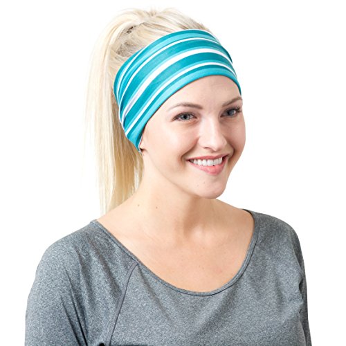 Teal Striped Headband One Size