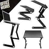 Adjustable and Portable Computer Laptop Stand/Desk with Mouse Pad, Ergonomic Design for Improved Posture, Strong Aluminum Legs and Tray Supports and Cools Your Notebook/MacBook