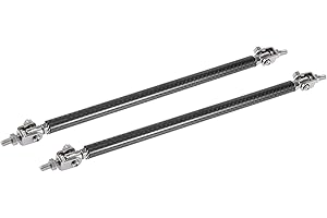 Motoforti 2pcs 11"-13" Car Adjustable Front Bumper Lip Splitter Strut Tie Rod Bar Universal Black Carbon Fiber Pattern Long-l