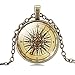 JIAYIQI Unisex Retro Style Shipping Compass Glass Time Gem Pendant Long Bronze Chain Collar Necklace