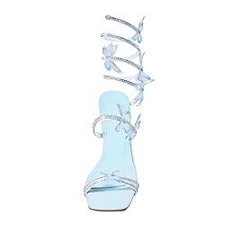 VOZTOLLS Strappy Heels for Women Rhinestone Crystal