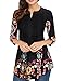 Womens Floral Print Blouse Tops 3/4 Long Sleeves Casual Loose Floral Tunic Button Up Print Shirts