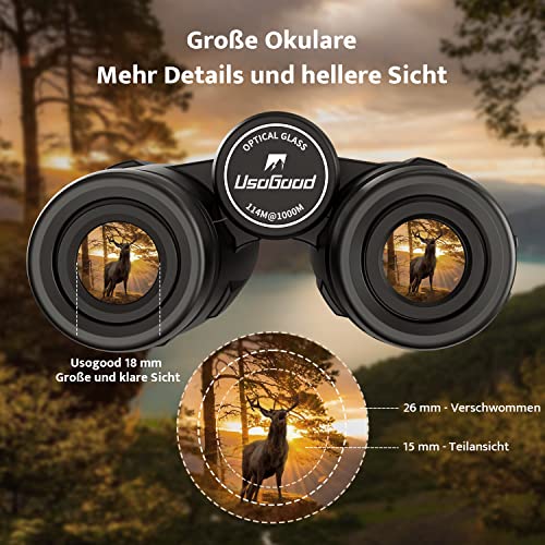 Usogood Binoculars 10 x 42 HD with BAK4 HD Prism + FMC Lens, Binoculars with Phone Adapter for Photography, Binoculars Adult for Bird Watching, Hunting, Hiking, Safari