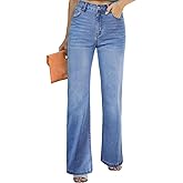 Mars power Womens Wide Leg Jeans High Waisted Straight Leg Stretchy Baggy Trendy Casual Denim Pants with Pockets