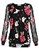 BAISHENGGT Women's Long Sleeve Pleated Front Mesh Blouse Large Black Floral