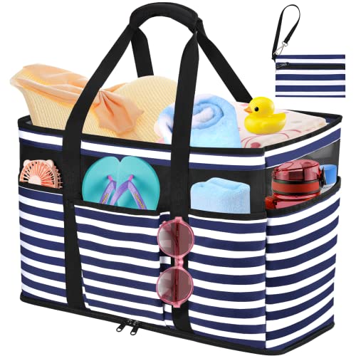 JUYANO Large Beach Bag with Zip, Waterproof Swimming Bag, Beach Bag, XXL Family Travel Bag, Beach Tote Bag, Shopper for Beach, Pool, Gym, Travel, 45 L