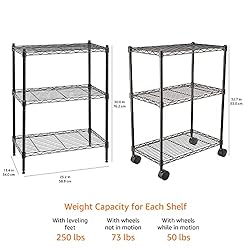 Amazon Basics 3-Shelf Narrow Adjustable, Heavy Duty