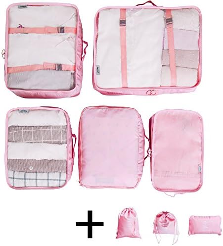 ANAFESTA Packing Cubes Suitcase Organizer Compression Pouches Travel Luggage 7 Set with Shoe Laundry Bag
