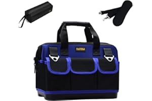FASTECH Tool Bag, 15IN Waterproof Tool Tote, Small Tool Organizer Bag, Wide Mouth Tool Bag With Shoulder Straps, Tool Kit For Tool Storage, Carrier and Organizer (15 Inch)